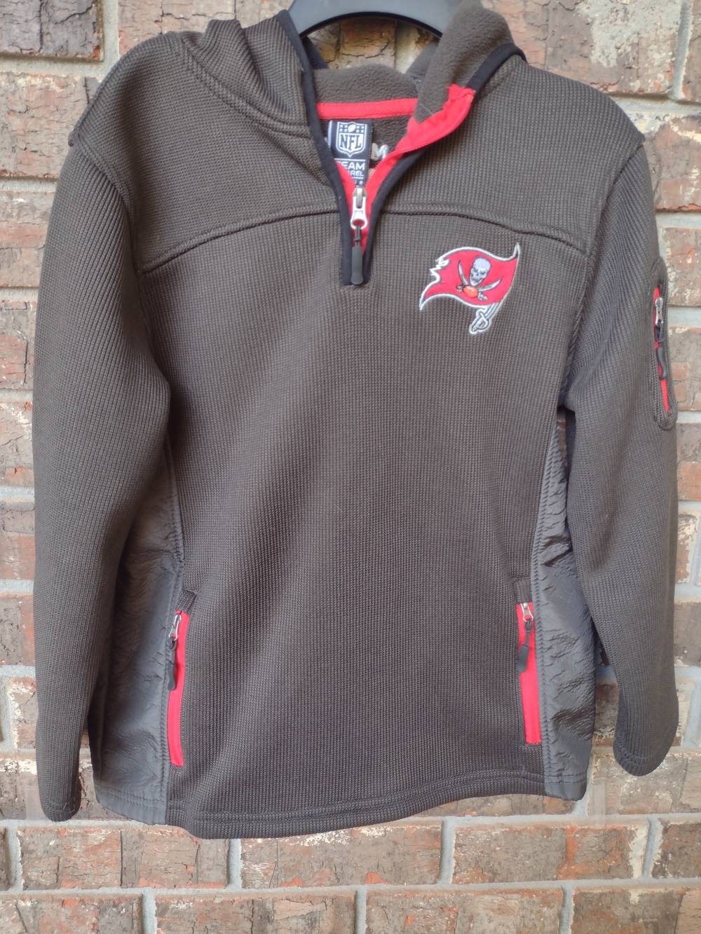NFL Team Apparel Tampa Bay Buccaneers Hoodie Youth L(14/16)Brown Fleece Lined